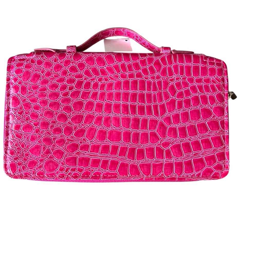 Mainstreet Collections Passport Case Cover‎ Wallet Faux Croc Hot Pink Vegan New